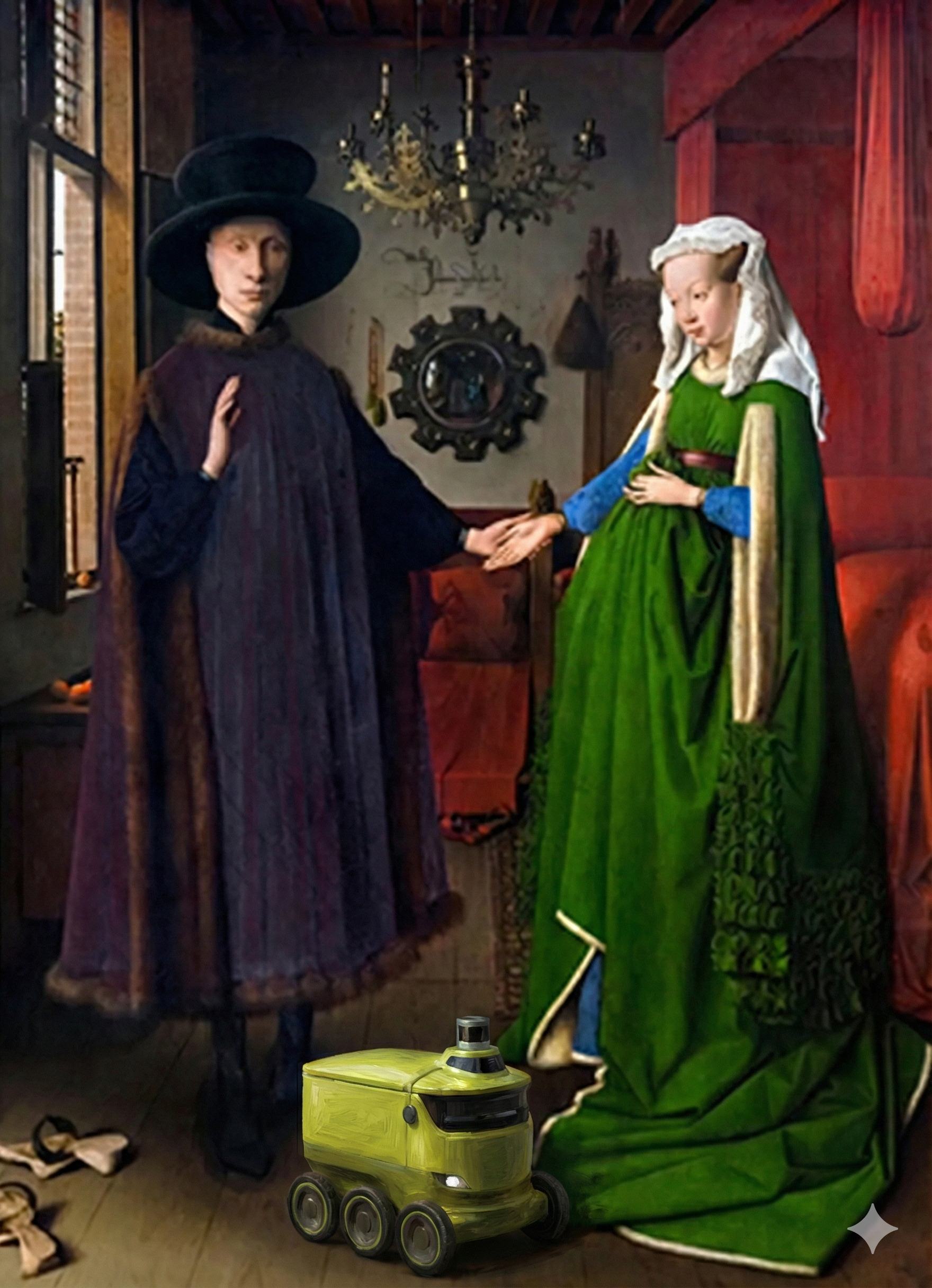 Van Eyck Arnolfini Portrait with Nash robot
