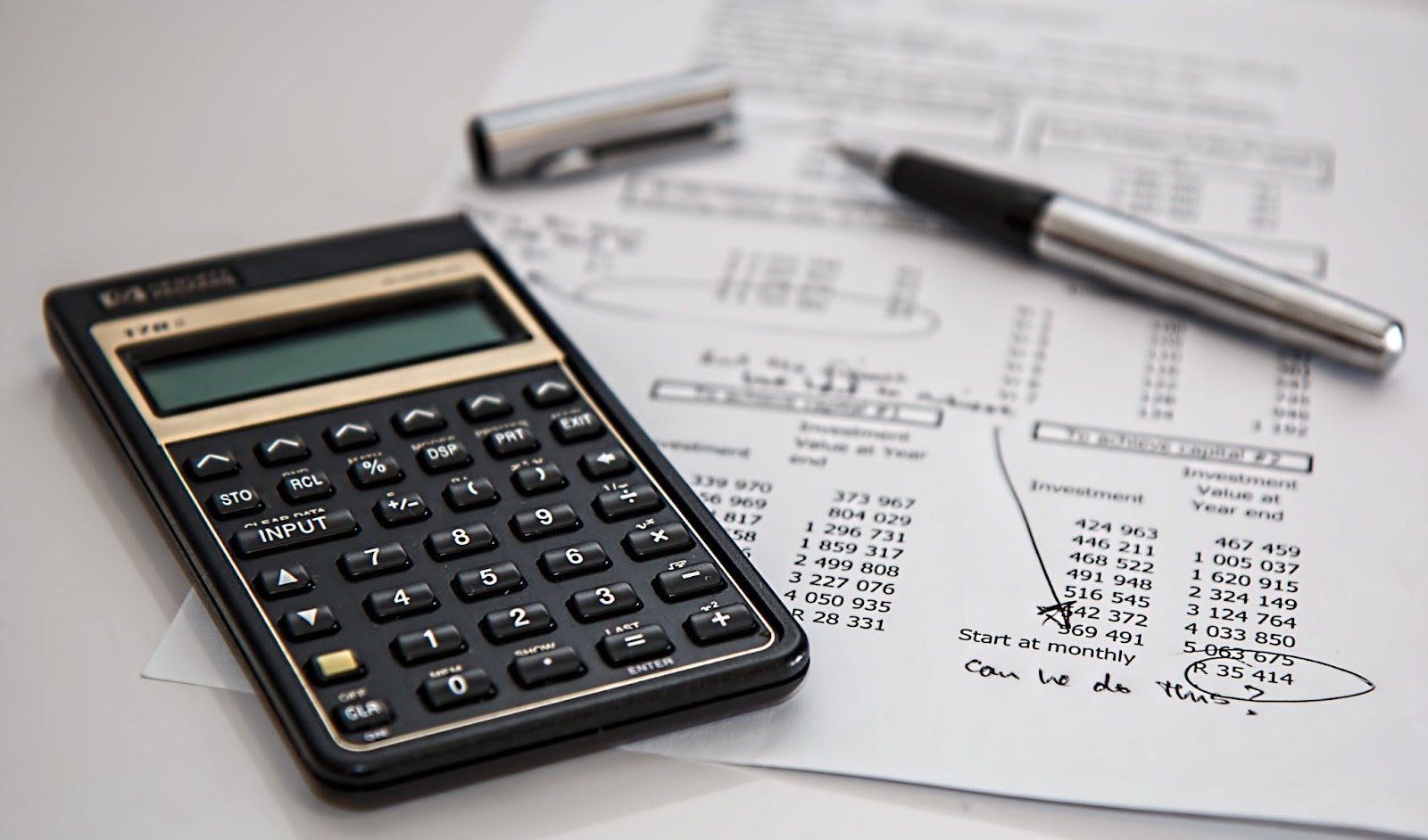 Calculator and budget sheet